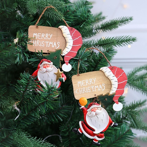 Ornamento Appeso Natale Resina Babbo Natale Pupazzo Di Neve Merry Christmas Segno Albero Decorazione Pendente