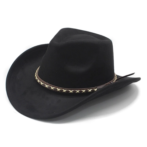 Vintage Western Cowboy Hat Suede Wide Brim Fedora With Braided Leather Band Retro Jazz Hat For Men Women