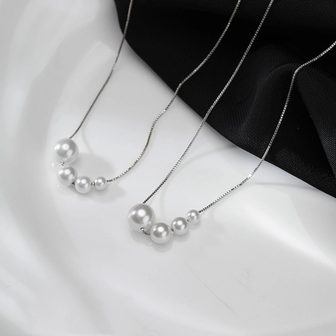 Collana Con Ciondolo In Perla Artificial Degradata Catena A Scatola In Rame Stile Minimalista Semplice Gioielli Eleganti Per Donna Accessori
