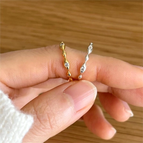 925 Sterling Silber Wellen Zirkon Ring Für Frauen Minimalistisch Geometrisch Stapelbar Fingerband Edler Schmuck Mode Geschenk Elegant