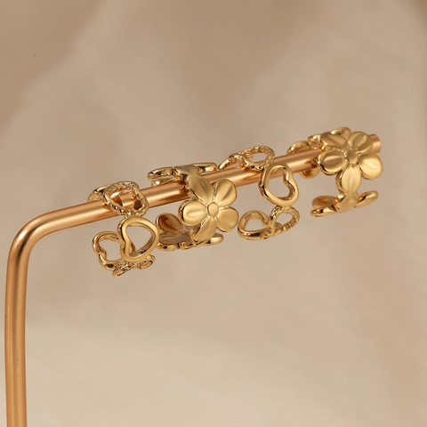 Herz Blumen Hohl Ear Cuffs 316 Edelstahl Ohne Piercing Clip Ohrringe PVD Gold Plattiert Zierlicher Schmuck Für Damen