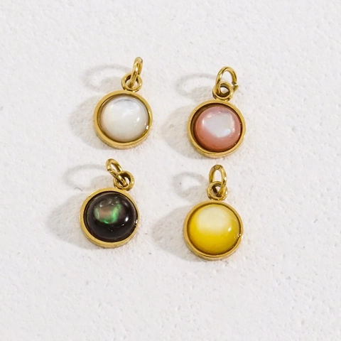 Mini Round Shell Pendants Charms Stainless Steel Vacuum Gold Plated DIY Jewelry Making Necklace Bracelet Earring Findings