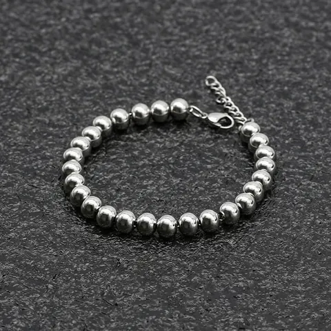 Bracciale Con Perline In Acciaio Inossidabile Catena A Sfere Tonde Gioielli Minimalisti Lucidati Per Uomini Donne Chiusura Regolabile