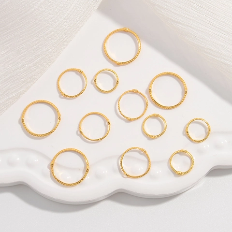 925 Sterling Silver Bead Frames Scalloped Spacer Rings Gold Plated Twisted Double Hole DIY Jewelry Making Findings Retro