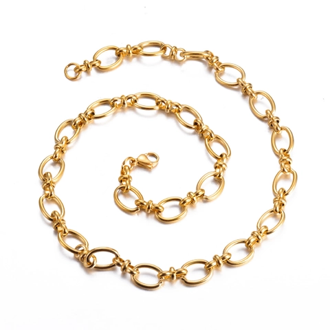 Collar De Cadena De Acero Inoxidable Eslabones Ovalados Anchos Estilo Hip Hop Joyería De Moda Para Hombres Y Mujeres