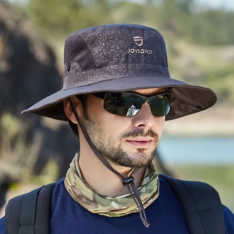 Outdoor Bucket Hat Wide Brim Breathable Mesh Cotton Polyester Sun Protection Foldable Fishing Hiking Cap Men Women