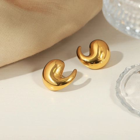 Orecchini A Goccia Minimalisti In Acciaio Inossidabile Placcato Oro Lucido Metallo Liquido Gioielli Geometrici Donna