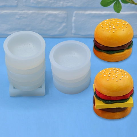 3D Hamburger Vorm Siliconen Mal Meerlaagse Burger DIY Taart Decoreren Bakken Gereedschap Voor Handgemaakte Zeep Kaars Hars