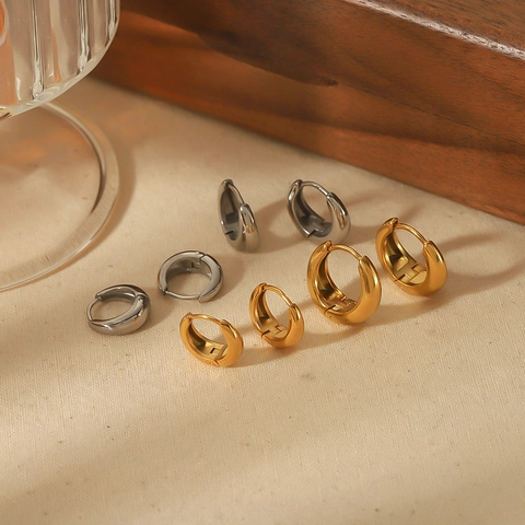 Chunky Hoop Oorbellen 18K Verguld Roestvrij Staal Minimalistisch U-Vormig Hoogglans Gepolijst Sieraden Voor Dames