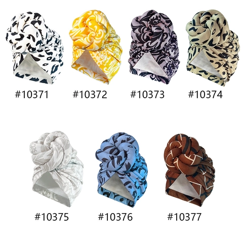 Women Turban Hat Twisted Knot Headwrap Suede-like Polyester Elastic Headscarf Bohemian Floral Printed Fashion Retro Hair Accessory