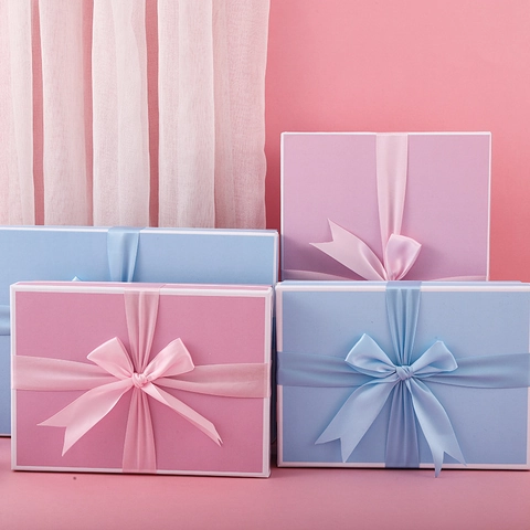 Elegant Gift Box With Ribbon Bow Thickened Cardboard Rectangular Packaging For Perfume Lipstick Birthday Thanksgiving Present