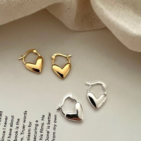 Herz Huggie Hoop Ohrringe 925 Sterling Silber Minimalistischer Koreanischer Stil Süßer Schmuck Für Frauen Zierlich