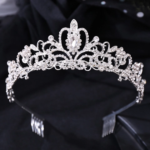 Pettine per Capelli a Corona Sposa in Lega di Cristallo Oro Argento Strass Accessori per Capelli Matrimonio Donna Gioielli