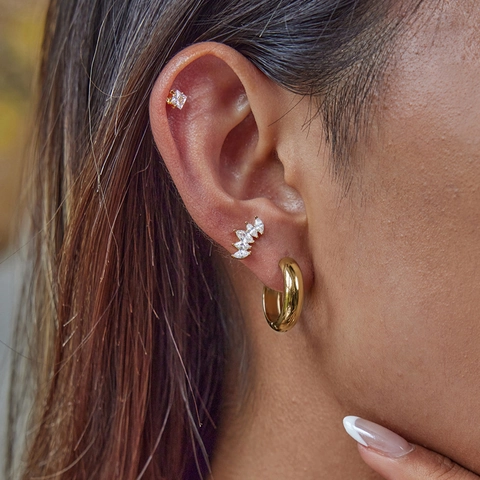 Orecchini A Cerchio In Acciaio Inossidabile Placcato Oro 18K Per Donna Impermeabili Ipoallergenici Gioielli Geometrici