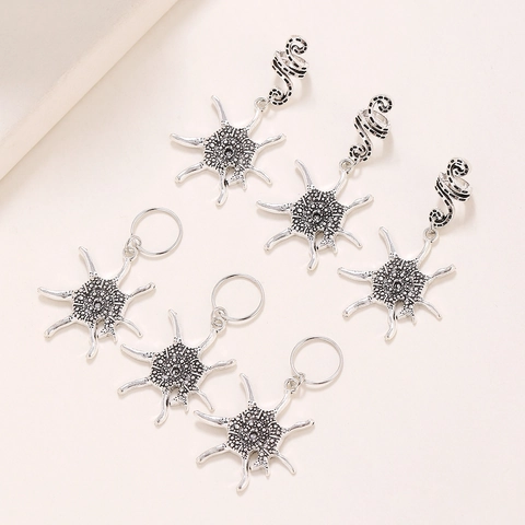 Braid Rings Dreadlock Jewelry Alloy Spider Skull Claw Pendants Halloween Gothic Hair Accessories For Women Men