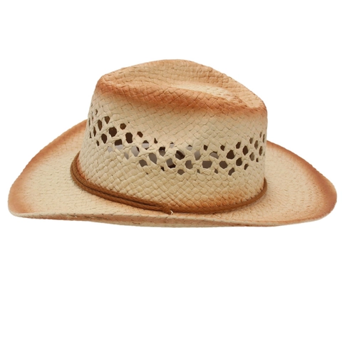 Vintage Western Cowboy Straw Hat Hollow Out Breathable Sun Protection Beach Travel With Windproof Lanyard Unisex