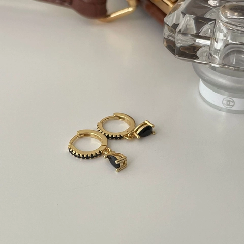 Pendientes De Aro Con Colgantes De Gota De Agua De Circonita Negra Plata De Ley 925 Joyas Elegantes Minimalistas Para Mujer