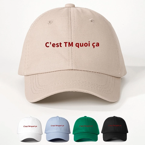 Polyester Honkbalpet Met Franse Letterprint Verstelbare Zonbescherming Dad Hat Voor Heren En Dames Outdoor Casual Stijl