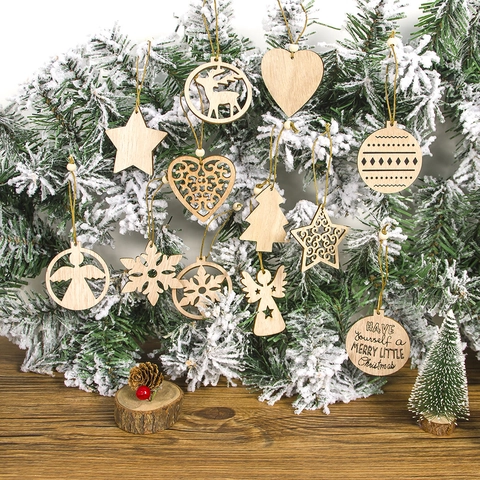 Addobbi Natalizi In Legno Pendenti Sospesi Intagliati Decorazioni Per Albero Rustiche Naturali Festive Per La Casa