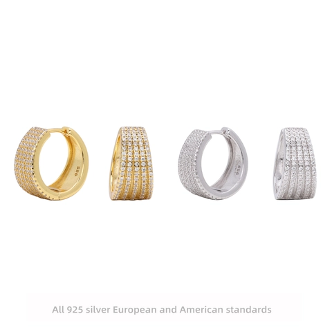 925 Sterling Silber Huggie Creolen Mit 5A Zirkon Mikro Eingelegt U-Form Minimalistisch Luxus Schmuck Für Damen