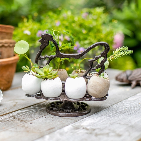 Porte-Œufs En Fonte Figurine Coq Poule Rangement Cuisine Style Campagne Vintage Artisanat En Métal Rustique
