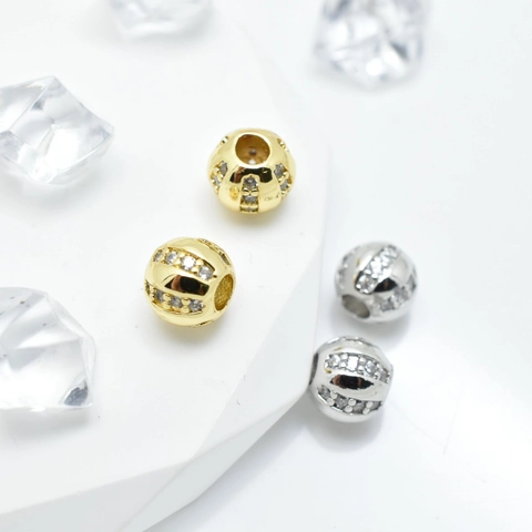 Perle Distanziatrici Rotonde In Rame Con Micro Pavé Zirconia Forma Zucca Lanterna Cava Per Creazione Gioielli DIY