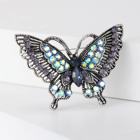 Spilla A Farfalla Vintage Elegante In Lega Strass Cristallo Traforata Accessorio Per Abbigliamento Da Donna