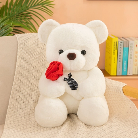 Orsacchiotto Peluche Con Rosa Cuore Regalo San Valentino Pelliccia Coniglio Cotone PP Animale Peluche Bambola Morbida