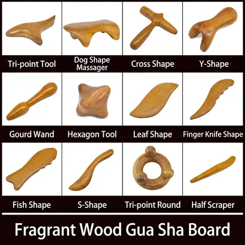 Wooden Massage Tool Gua Sha Board Scraping Stick For Body Neck Face Relaxation Wellness Natural Wood Manual Acupoint Massager