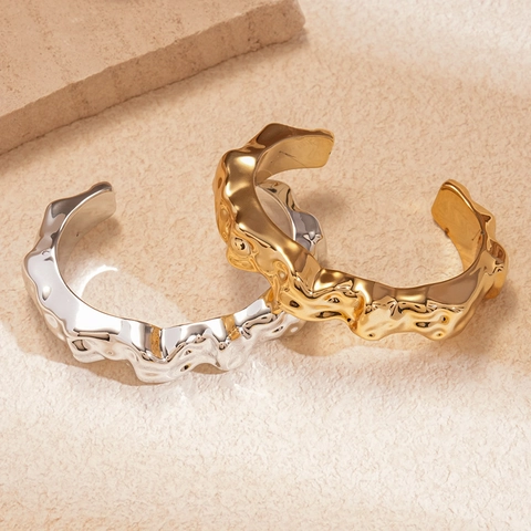 Chunky Onregelmatige Lava Textuur Open Manchet Armband Acryl Vloeibaar Metaal Stijl Minimalistisch Voor Dames
