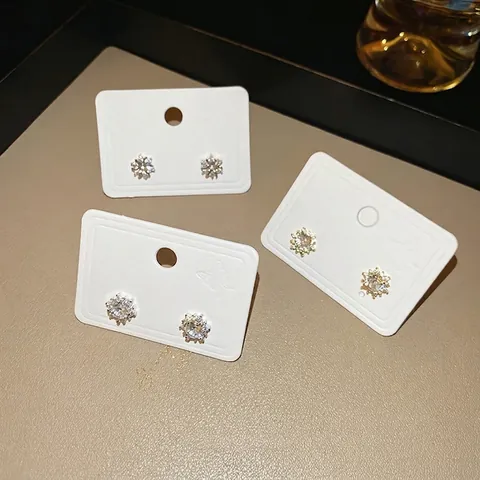Pendientes De Botón De Copo De Nieve Circonita Cobre Con Poste De Plata Esterlina 925 Joyería De Flores Mujer