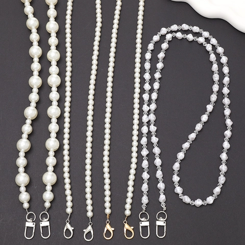 Crossbody Faux Artificial Pearl Beaded Phone Lanyard Strap Long DIY Acrylic Crystal Bag Chain Shoulder Strap For Women Sweet Style