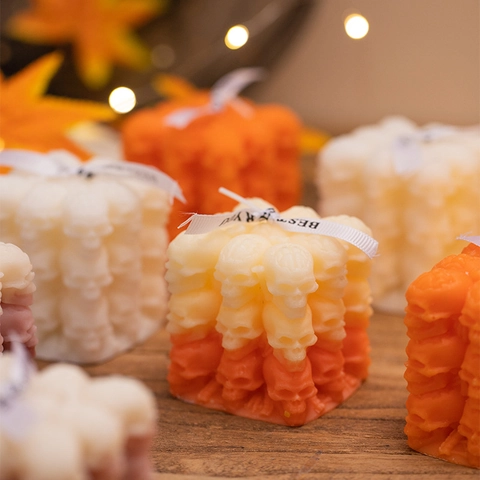 Halloween Scented Candle Skull Pumpkin Cube Shape Soy Paraffin Wax Aromatherapy Smokeless Home Decor Party Ornament
