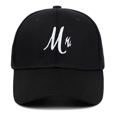 Berretto da Baseball Ricamato Mr Mrs in Cotone Semplice Versatile Protezione Solare Cappello per Coppie All'aperto Viaggio