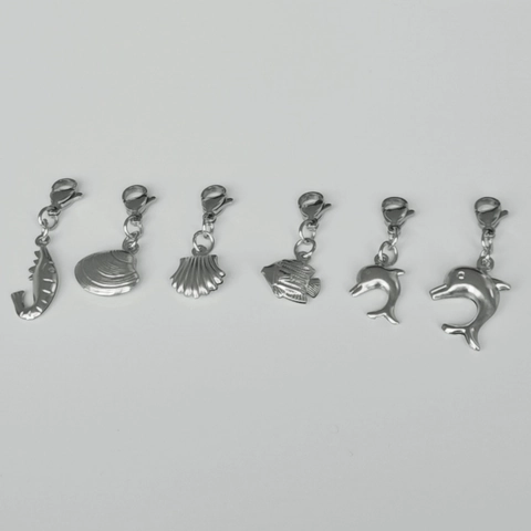 Stainless Steel Ocean Marine Animal Pendants Hollow Dolphin Shell Starfish DIY Jewelry Making Charms Silver Color