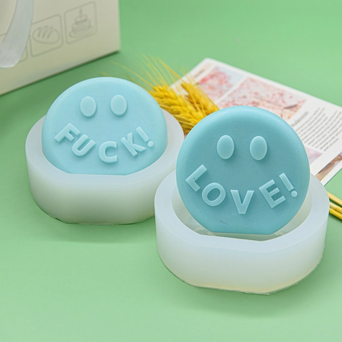 Silikonform Für DIY Aromatherapie Kerze Seife Rundes Smile Gesicht Buchstaben Design Dekorative Gips Ornament Handwerk