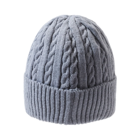 Bonnet D'Hiver Pour Hommes Et Femmes Torsadé Doublé Polaire Chaud Épais Calotte Extérieur Coupe-Vent Polyester