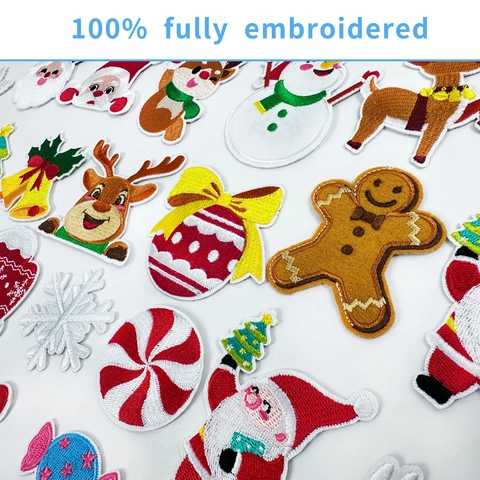 Parches Bordados De Navidad Lindos Parches De Computadora De Dibujos Animados Árbol De Navidad Muñeco De Nieve Reno Campanas Parches De Decoración De Ropa