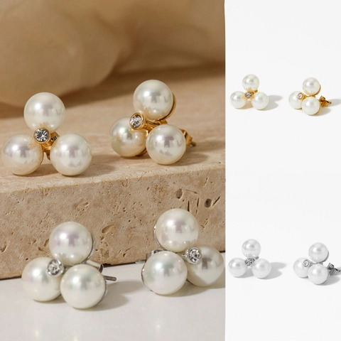 Orecchini A Lobo Fiore Barocco Con Perno In Acciaio Inossidabile Perla Artificial Sintetica E Strass Gioielli Eleganti Per Donne