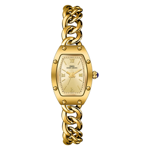 Women Tonneau Quartz Watch Fashion Alloy Chunky Chain Bracelet Roman Numerals Waterproof Elegant Wristwatch Jewelry