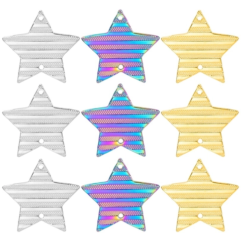 Colgante Estrella De Acero Inoxidable Textura Rayada Doble Agujero Galvanoplastia Al Vacío Para Joyería DIY