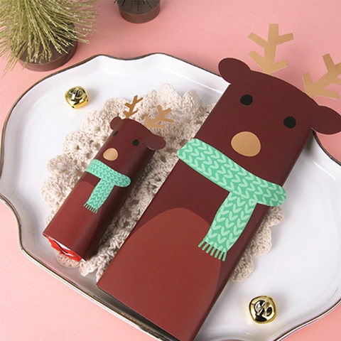 Tarjetas De Embalaje De Chocolate Y Dulces De Navidad Cartón Reno Papá Noel Accesorio Decorativo Regalo Con Pegatinas