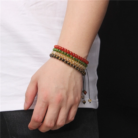 Vintage Adjustable Natural Stone Braided Rope Bracelet For Men Women Agate Tiger Eye Beaded Handmade Healing Energy Jewelry Gift