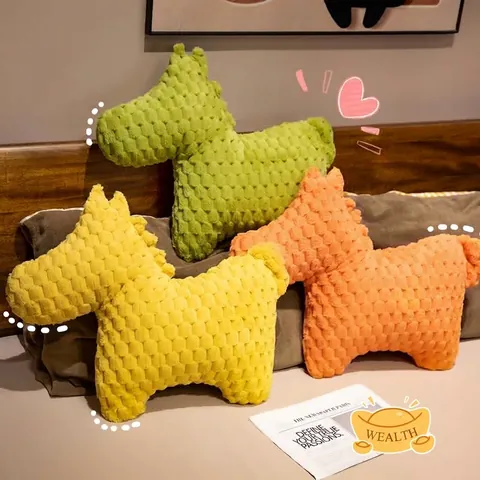Pony Plüschkissen Stofftier Pferd Kissen Noppenvlies Weich Strukturiert Dekorativ Für Sofa Bett Haus Deko