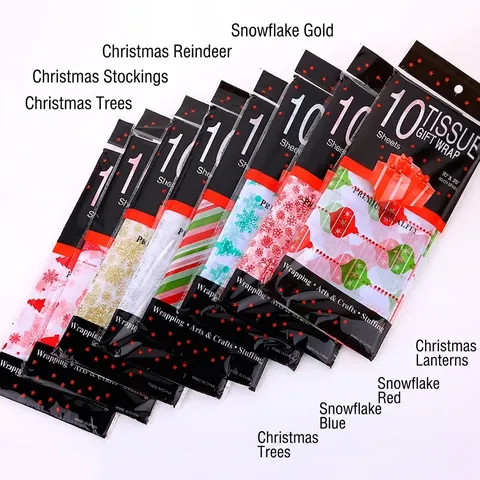 Festive Christmas Tissue Gift Wrap Paper Glitter Snowflake Heart Print Packaging For Holiday Party DIY Crafts Decorative