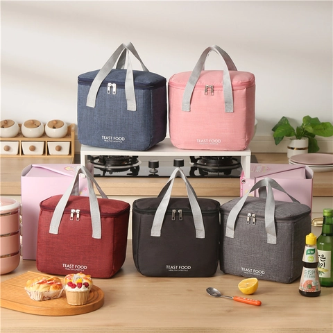 Bolsa De Almuerzo Térmica Portátil Tela Oxford Cationica Interior De Papel De Aluminio Impermeable Para Picnic Oficina