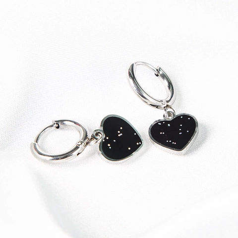 Orecchini A Cerchio Con Ciondolo A Cuore In Acciaio Inossidabile Smalto Glitter Gioielli Di Moda Per Donna