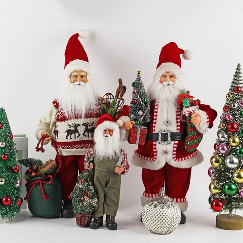 Figuras De Papá Noel De Peluche Muñecos De Tela Adornos De Mesa Navideños Decoración Festiva Para El Hogar