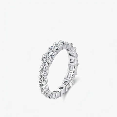 Funkelnder Ring Aus 925er Sterlingsilber Für Damen Luxus Ewigkeit Cubic Zirconia Minimalistischer Modeschmuck Elegante Band