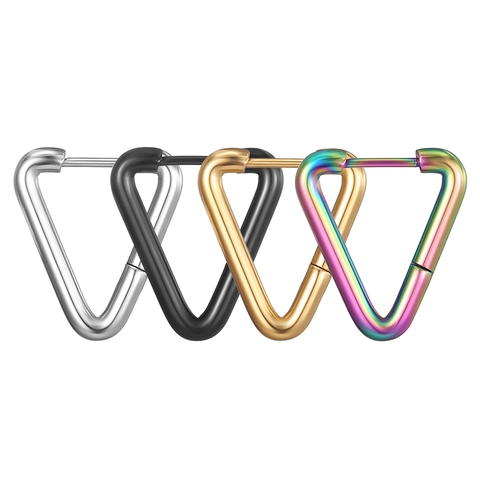 Pendientes De Aro Triangulares Acero Inoxidable Geométrico Irregular Alambre Redondo Punk Minimalista Moda Unisex Joyería